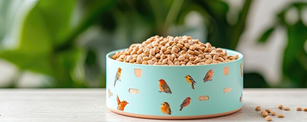 Animal feed business packaging concept. Stand-out packaging for pet bird feed with interactive elements like punchable portions, animal feed packaging, innovative usability