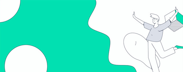 People exercising healthy running vector internet operation illustration
