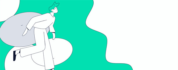 People exercising healthy running vector internet operation illustration
