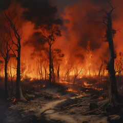 Wildfire: Nature's Destructive Beauty - Unleashed Fury of Flaming Forest