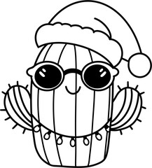cactus wearing a santa hat illustration