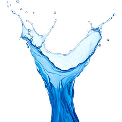 Blue water splash. png isolated background. transparent background.