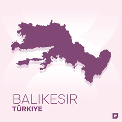 Balıkesir vector map, Vector map of Balıkesir, editable eps, AI files, Vector illustration of Balıkesir vector map