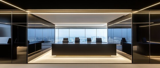 Modern Office Interior with Cityscape View