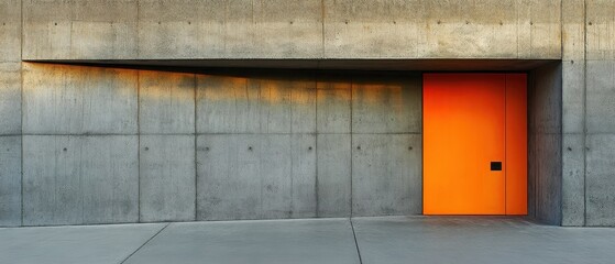 Orange Door in a Concrete Wall Setting