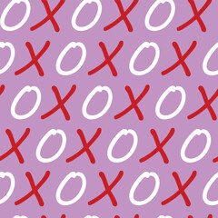 Valentine xoxo seamless pattern in violet background