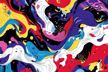 Abstract swirling patterns vibrant colors liquid forms psychedelic art style