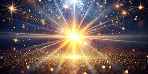Obraz premium Celestial Burst Golden Glitter and Radiant Starry Night Background