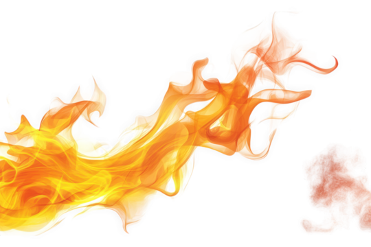 abstract fiery flames isolated on a transparent background the flames are orange and yellow. with a hint of red they are flowing and dynamic. creating a sense of movement and energy