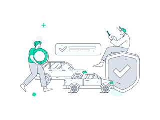 Buy insurance for car flat character vector concept operation illustration
