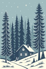 winter landscape with house