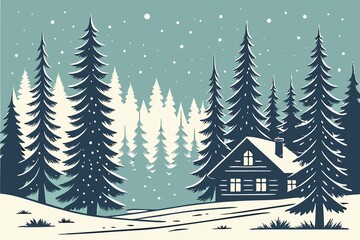Fototapeta premium winter landscape with trees and snow