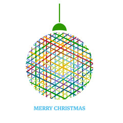 Christmas ball line art. Hand drawn christmas ball doodle. Vector illustration