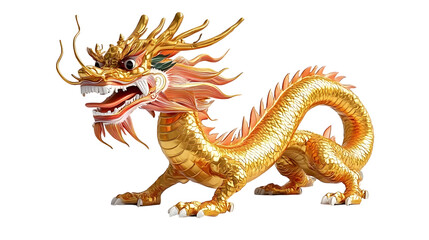 Chinese golden dragon isolated on white. Golden traditional chinese dragon isolated on white
