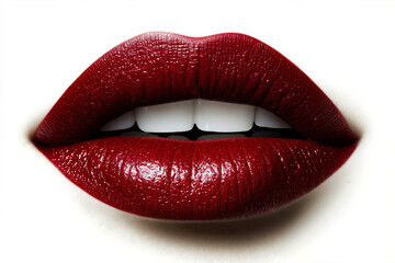 Fototapeta premium A close up of a woman's mouth with red lipstick
