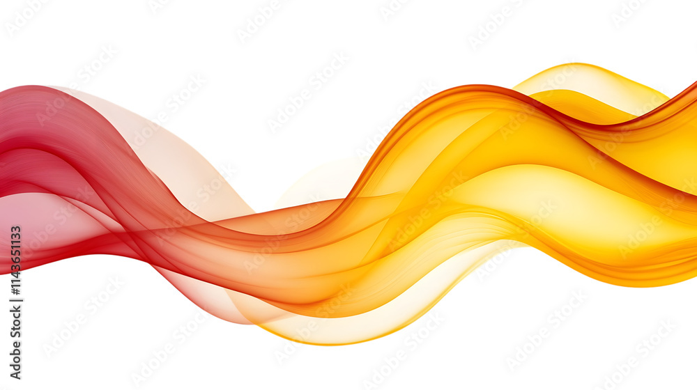 Poster abstract yellow and red gradient wave with a smooth transition, isolated on transparent