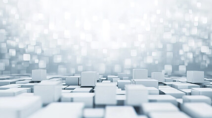 Abstract geometric background with white cubes and soft lighting