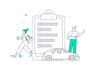 Buy insurance for car flat character vector concept operation illustration
