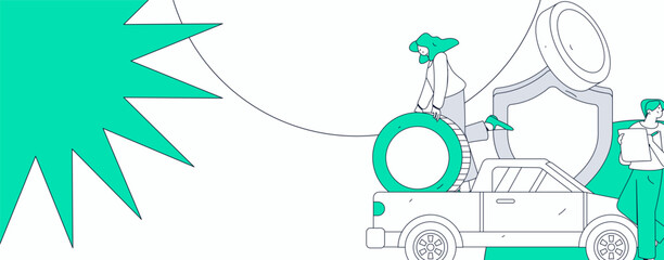 Obraz premium Buy insurance for car flat character vector concept operation illustration 