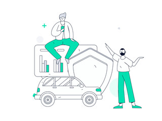 Buy insurance for car flat character vector concept operation illustration
