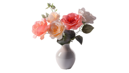 artificial flower in vase isolated on white background