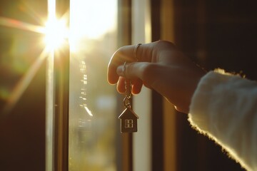 Hand opening window house shaped keychain