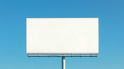 Obraz premium Large blank white billboard on a bright sunny day with a blue sky background, perfect for advertising or commercial use.