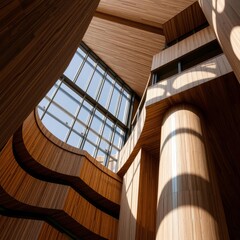 Obraz premium Modern architecture details wood concrete design wood design concrete architecture wall floor modern