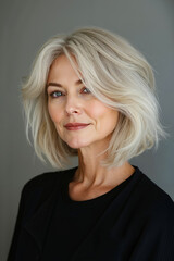 Fototapeta premium A woman with blonde hair and a black shirt