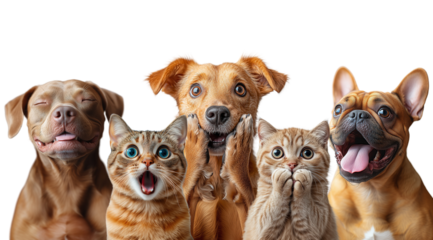 PNG, Cat, Dog + Emotion, created on the basis of artificial intelligence of Generative AI technology.