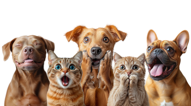 PNG, Cat, Dog + Emotion, created on the basis of artificial intelligence of Generative AI technology.