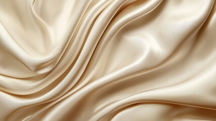 Solid beige background theme, A close-up of smooth, cream-colored satin fabric with elegant folds and texture, highlighting its luxurious and soft appearance.