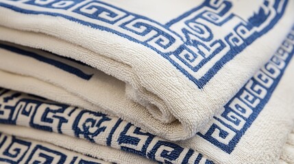Greek Patterned Towel Exuding Timeless Mediterranean Charm