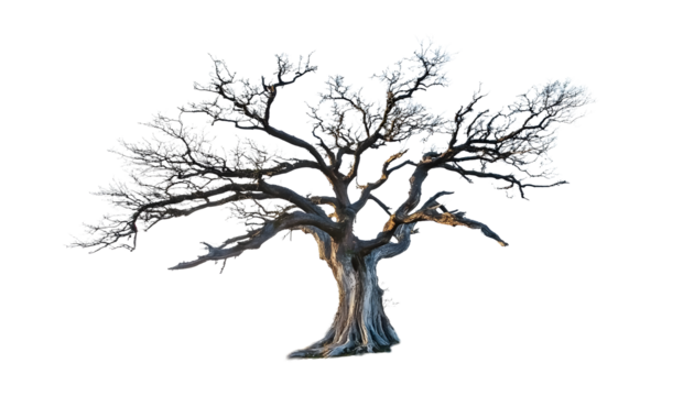 single old and dead tree isolated