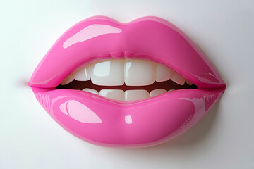 Fototapeta premium A close up of a pink lip with white teeth