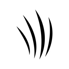 Cat scratch. Black Silhouette of animal claw paw marks isolated on white background. Wild or pet animal flat scratch marks. Damaged breaks and hollow scraps. Vector illustration.