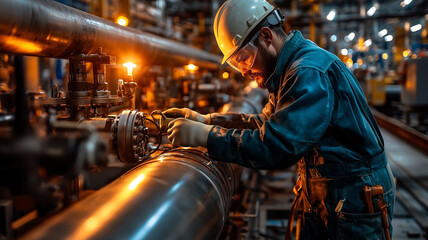 Technicians Working on High Voltage Equipment in Power Plant
