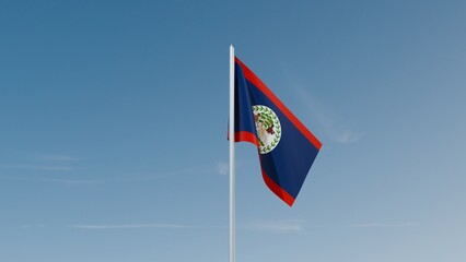 Belize flag on blue sky 3d illustration image
