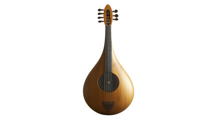 Teardrop-Shaped Oud: A beautiful, handcrafted oud with a teardrop-shaped body, intricate fretwork,...