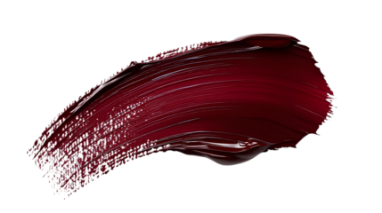 Dark red paintbrush stroke with a rich texture, isolated on transparent