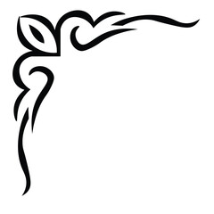 Floral Design A classic black and white floral design element featuring elegant, curved leaves and intricate detailing. Ornamental Perfect for use in decorative borders, logos