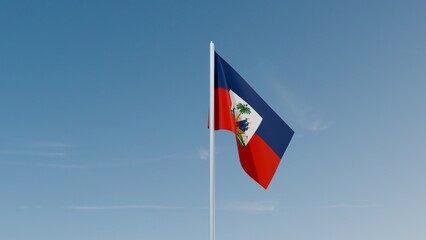 Haiti flag on blue sky 3d illustration image