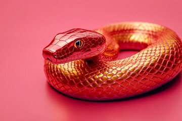 Obraz premium Red festive 3d snake illustration background