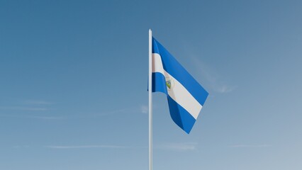 Nicaragua flag on blue sky 3d illustration image
