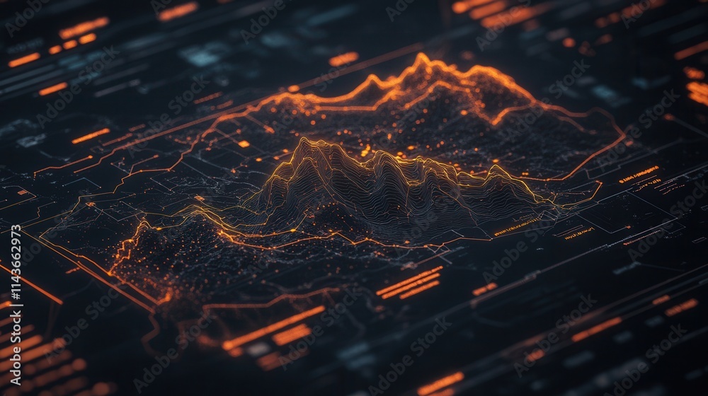 Poster A vibrant, digital representation of data, featuring illuminated waveforms and graphs on a dark background, suggesting advanced analytics and technology.