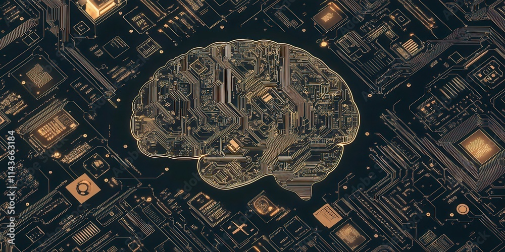 Leinwandbilder a digital representation of a brain, integrated with circuit patterns, symbolizing the connection be