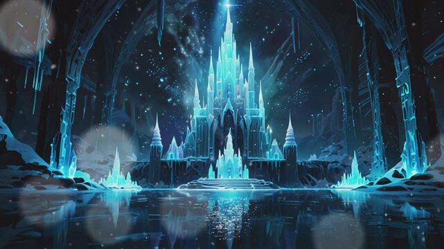 Natural frozen ice palace, seamless 4K looping virtual video animation background