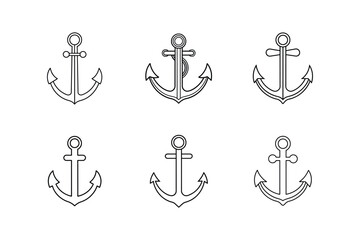 anchor icon line art vector illustration © MST