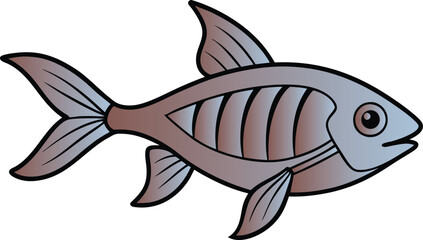 X-Ray tetra fish design art illustrator eps vector