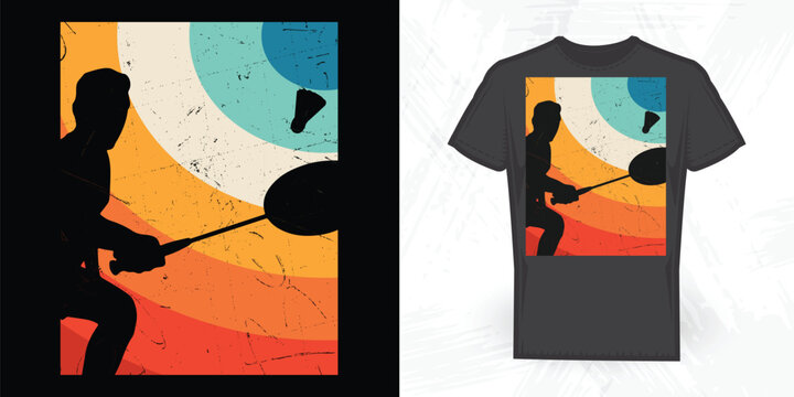 Funny Badminton Lover Vintage Racket T-shirt Design
